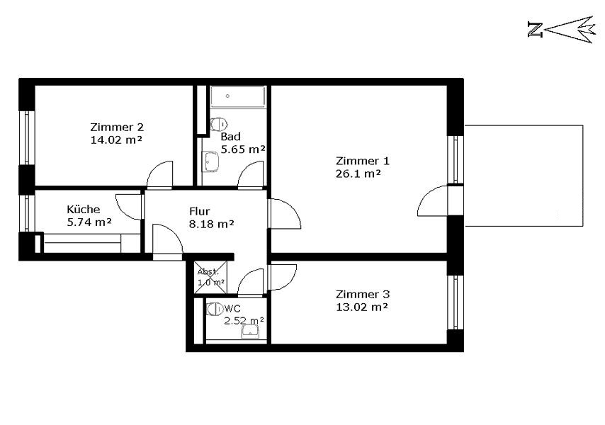 modernisierte 3-Zimmer-Wohnung mit Balkon in Norderstedt - Foto 4