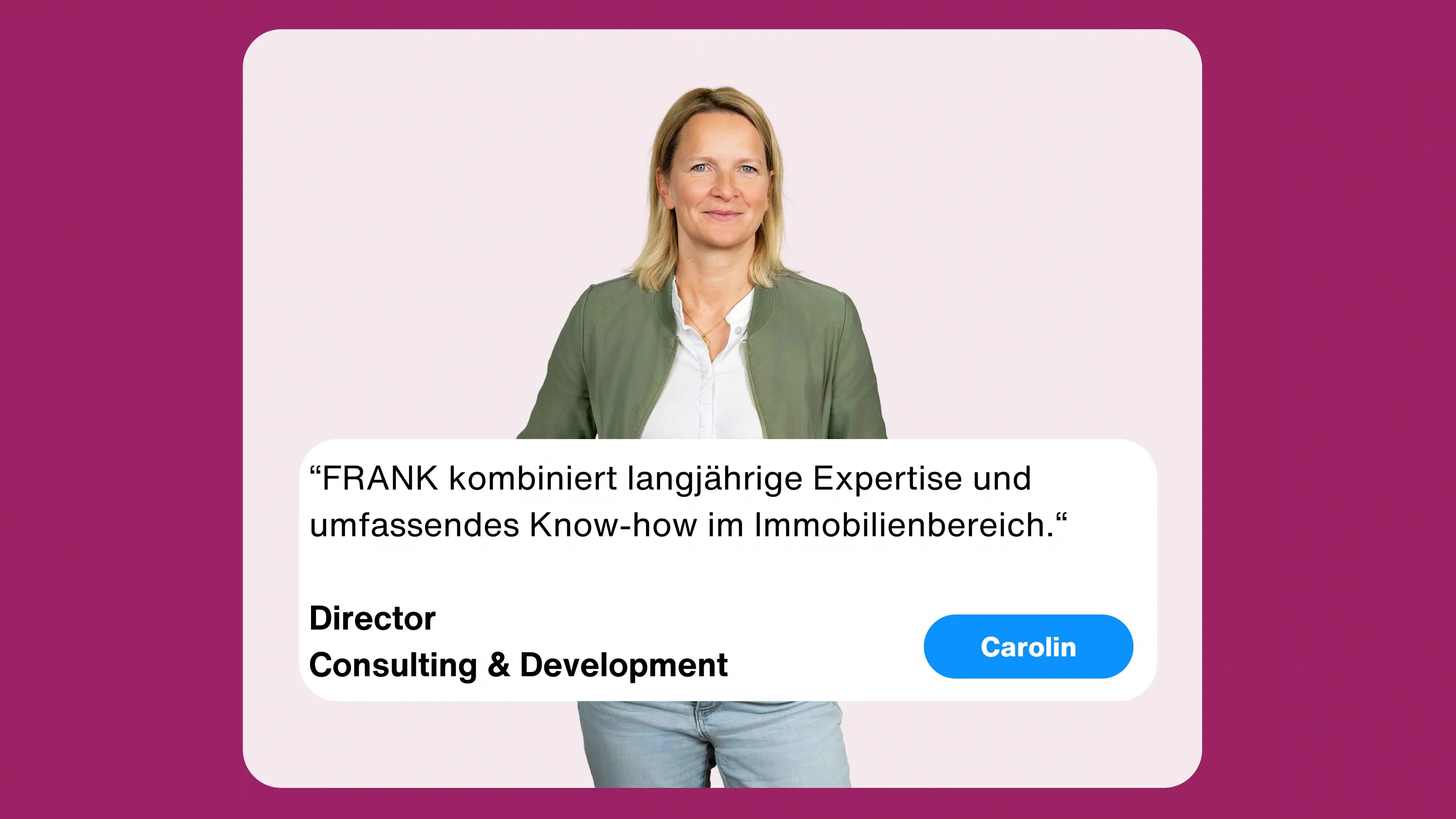 Bild und Zitat unserer Director  Consulting & Development