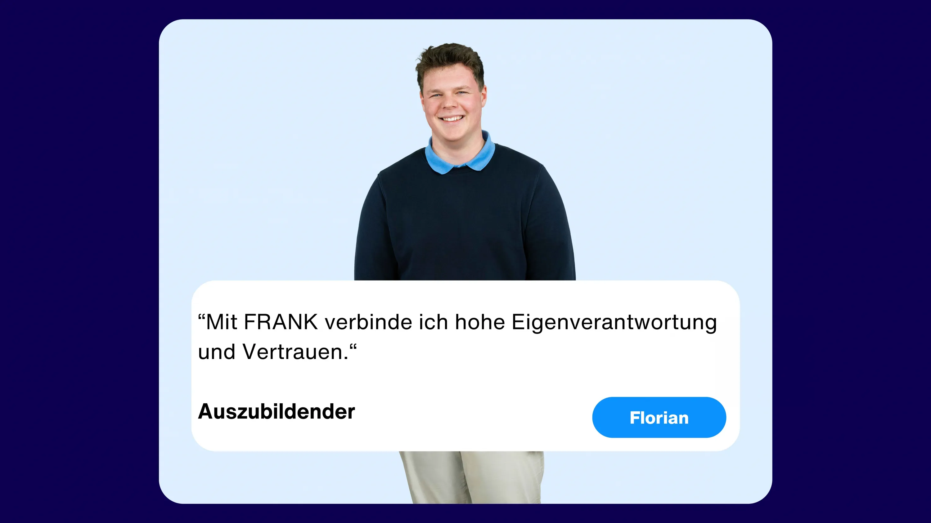 Zitat und Bild unseres Azubis