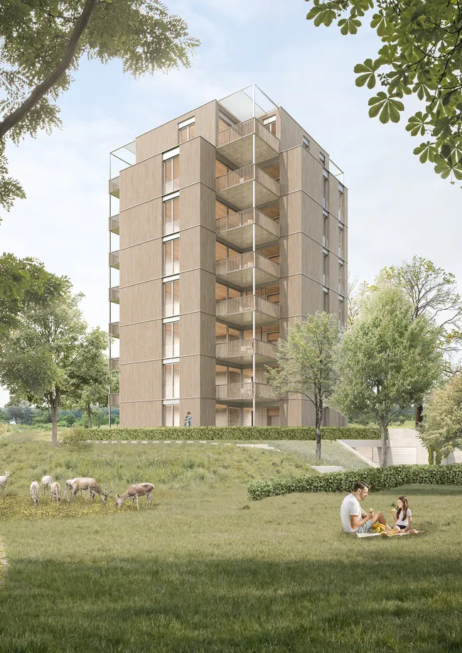 Ein innovativer Holzturm mit 15 Eigentumswohnungen