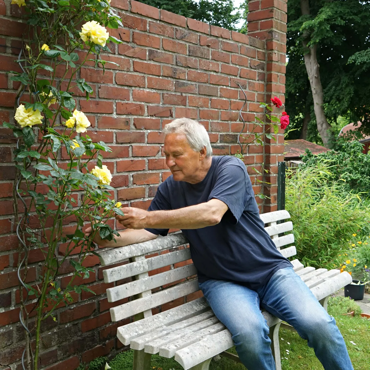 Peter Lohse auf einer Bank
