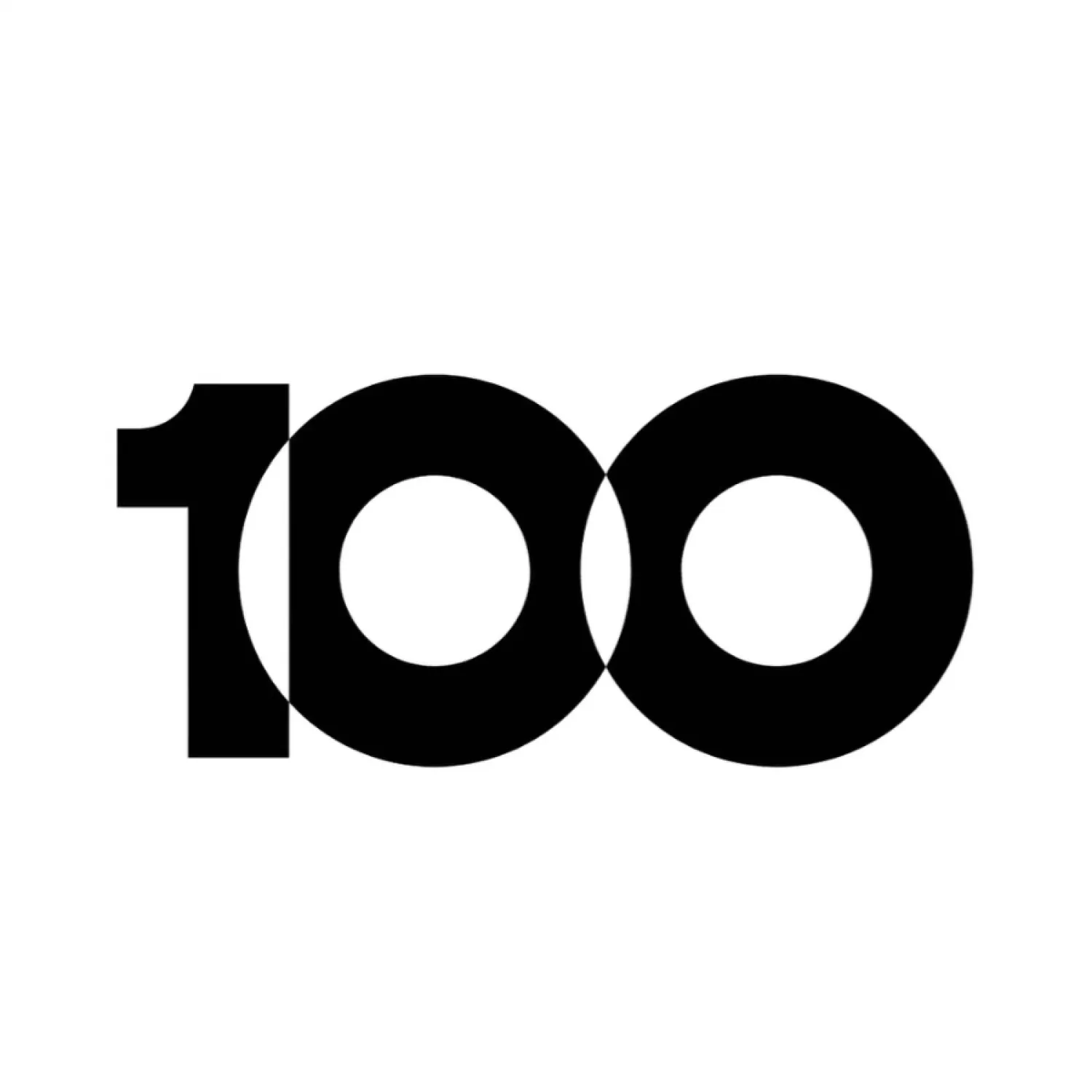 Bild zeigt 100 als Logo in schwarz weiß